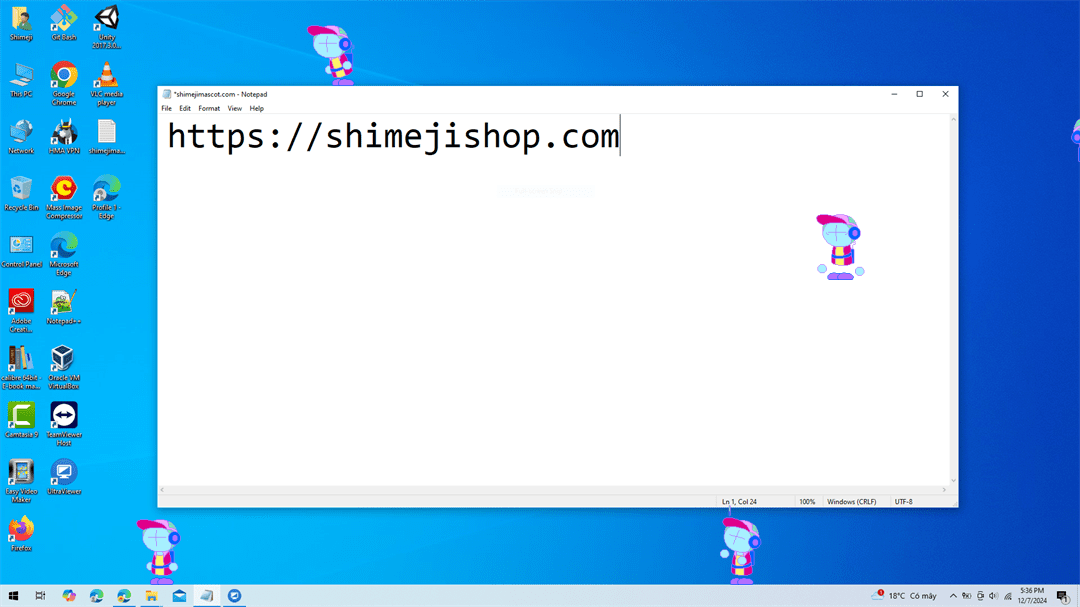 Bluemos Shimeji on Desktop