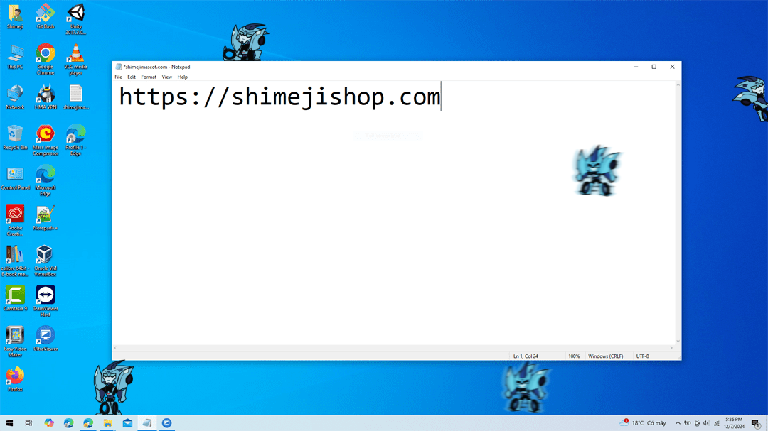 Blurr Shimeji on Desktop