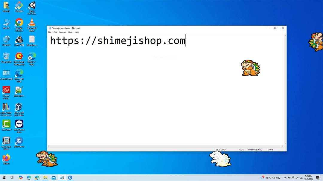 Bowser Shimeji on Desktop