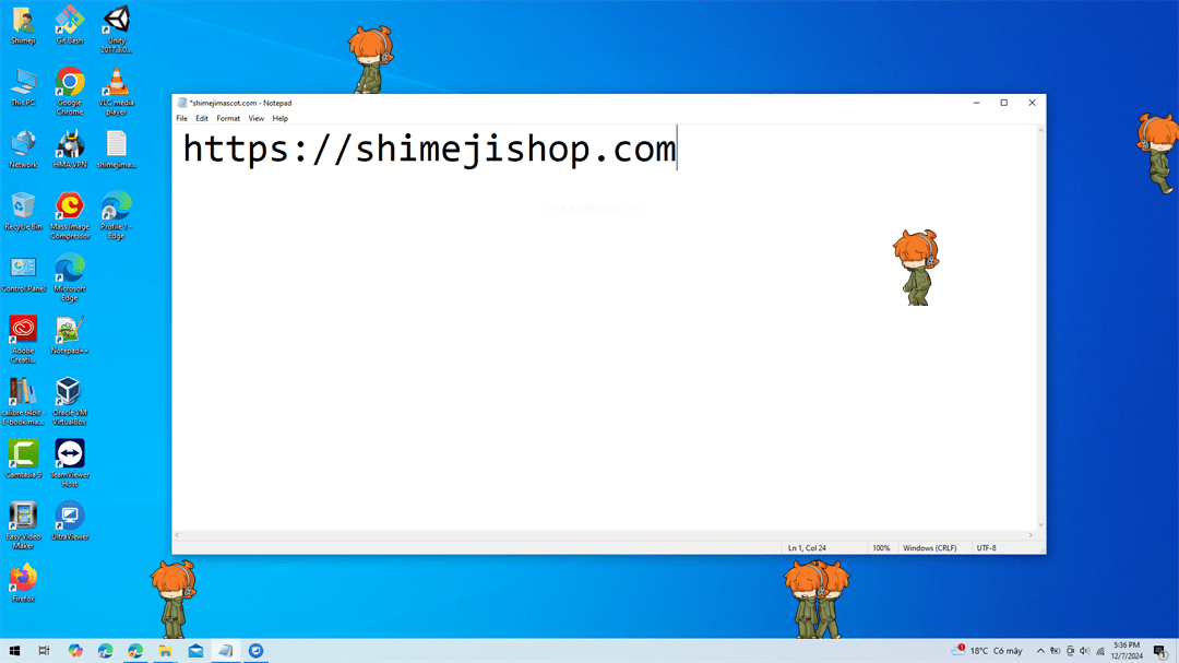 Brief Shimeji on Desktop