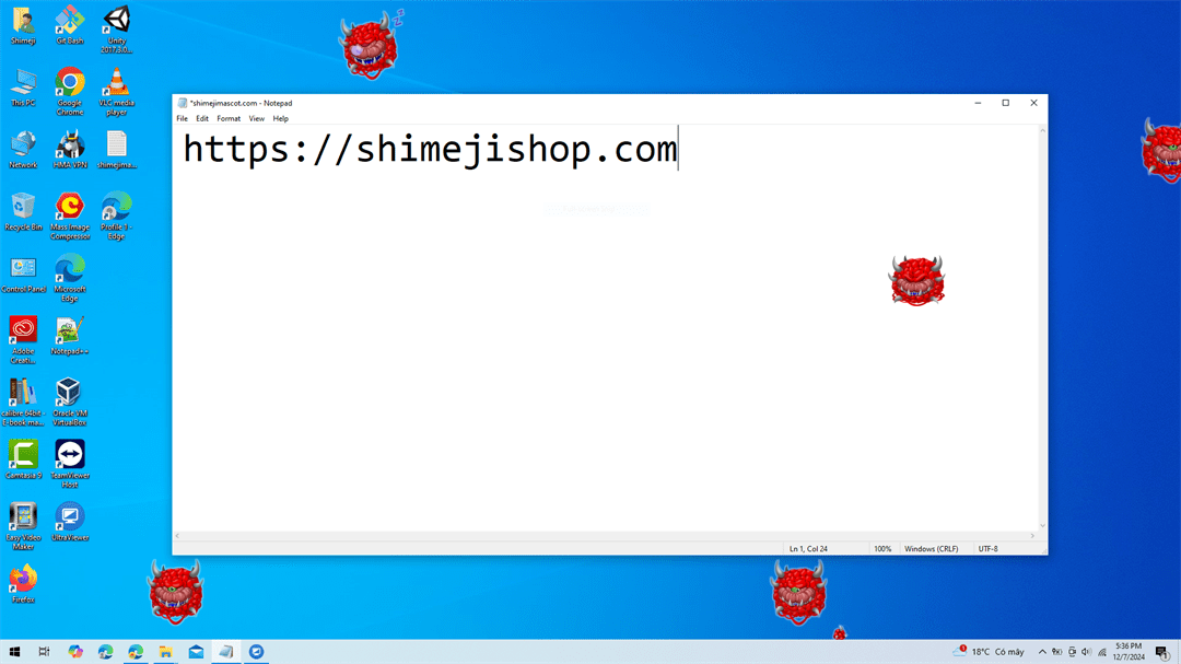 Cacodemon Shimeji on Desktop