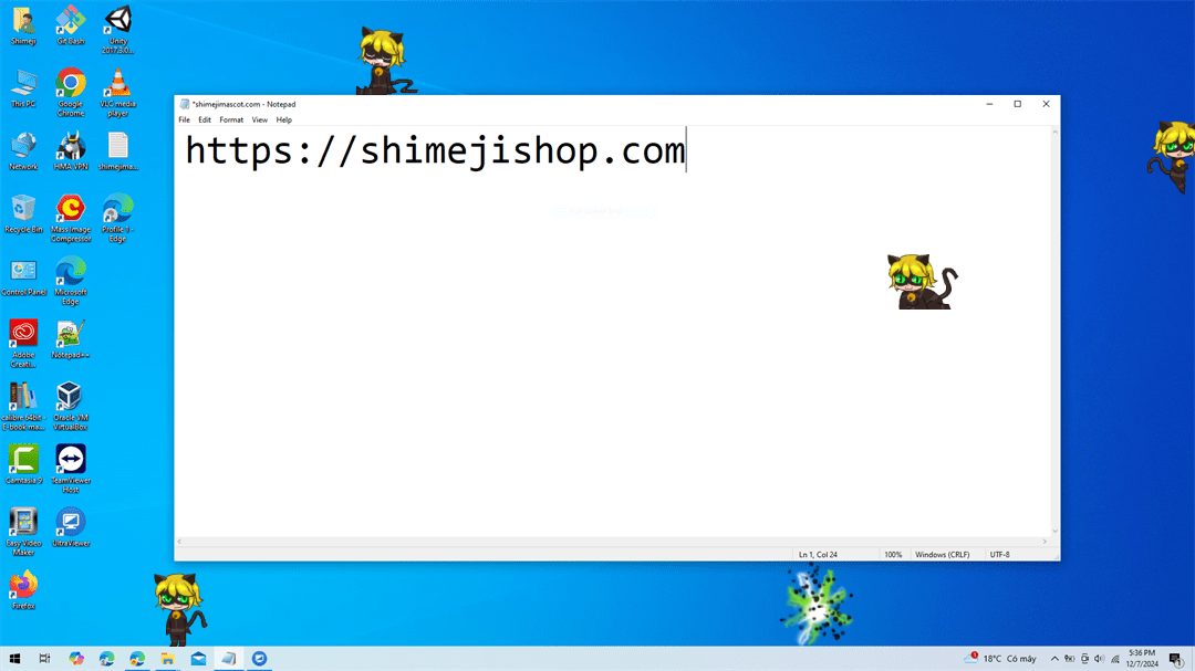 Chat Noir Shimeji on Desktop