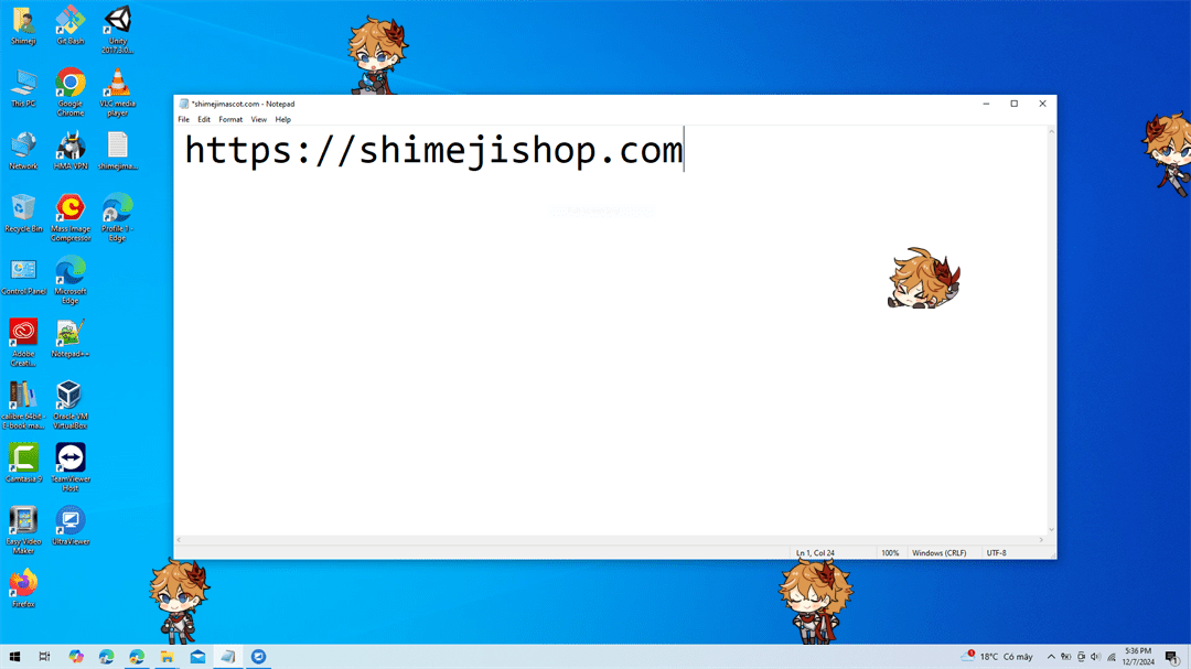 Childe Shimeji on Desktop
