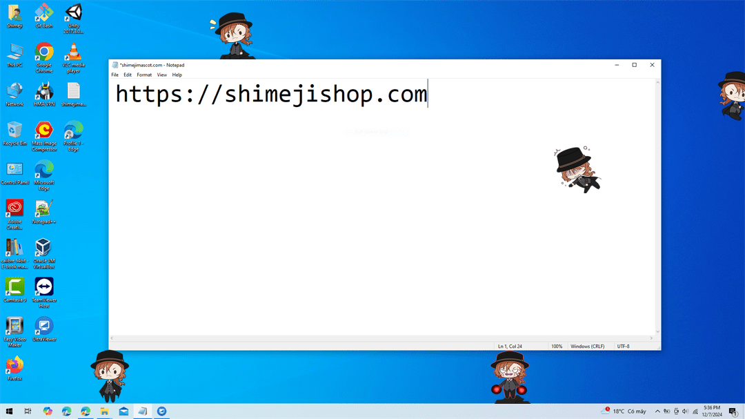 Chuuya Nakahara Shimeji on Desktop