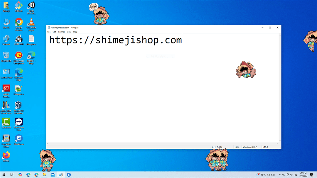 Clef Shimeji on Desktop