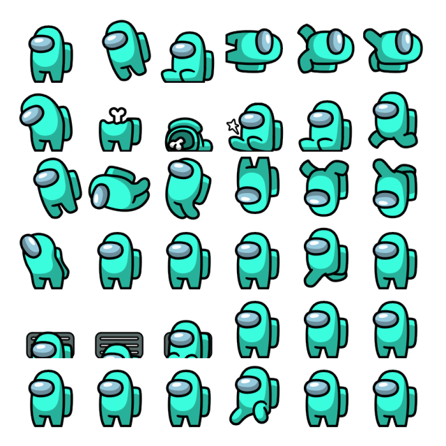 Cyan Shimeji Sprite Preview