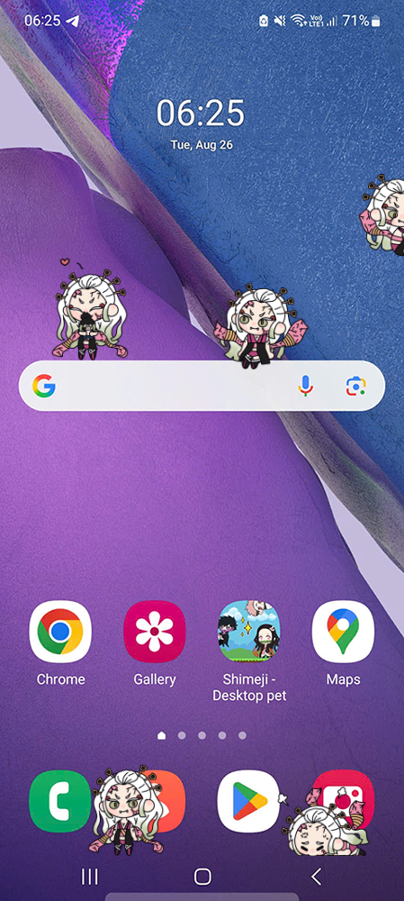 Daki Shimeji on Mobile