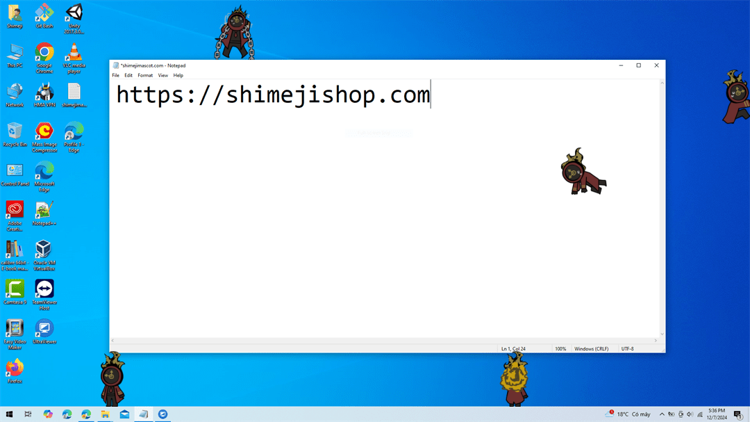 Dante Shimeji on Desktop
