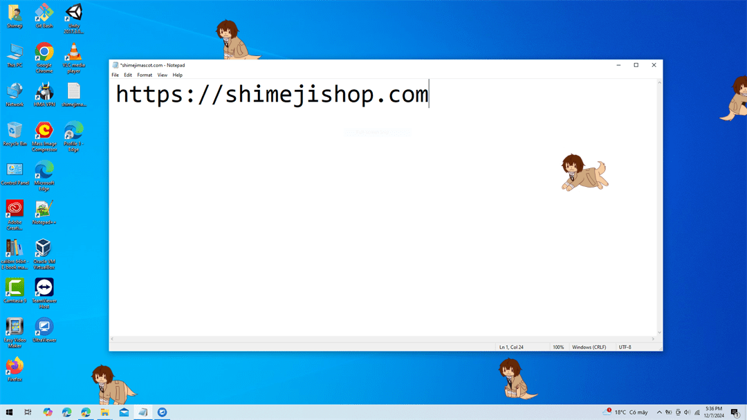 Dazai Retriever Shimeji on Desktop