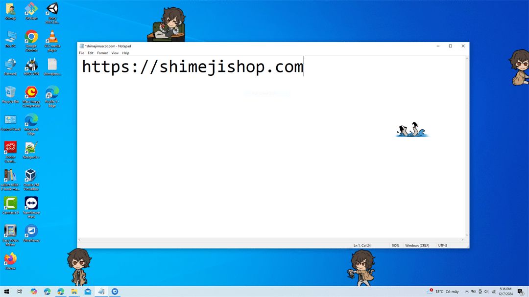 Dazai Shimeji on Desktop