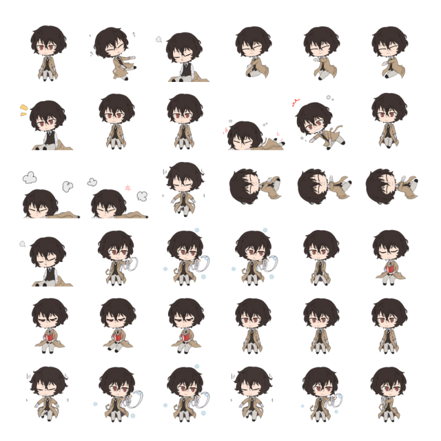 Dazai Shimeji Sprite Preview