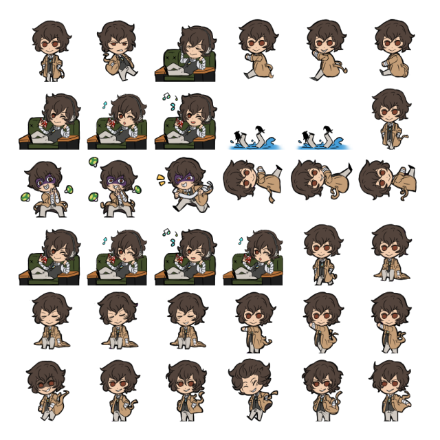Dazai Shimeji Sprite Preview