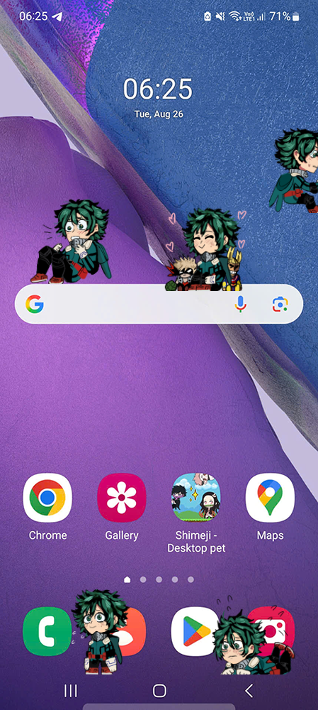 Deku Shimeji on Mobile
