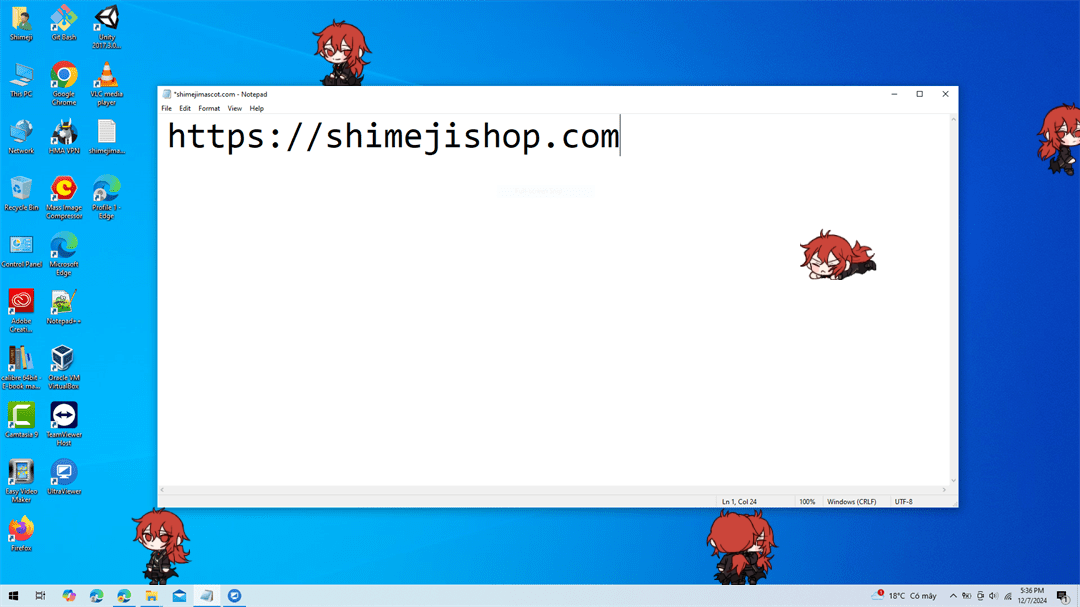 Diluc Shimeji on Desktop
