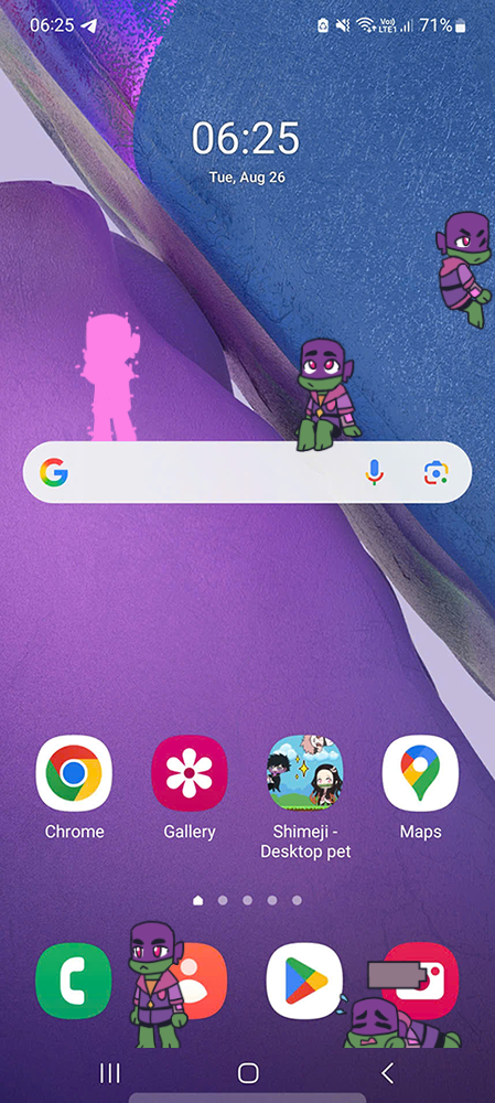 Donatello Shimeji on Mobile