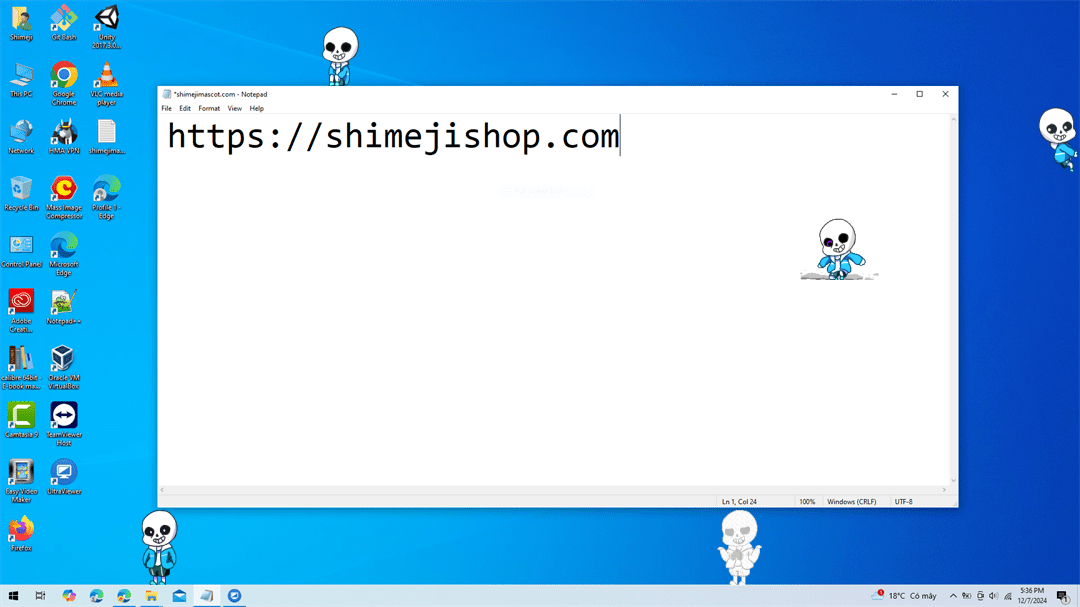 Dusty Sansy Shimeji on Desktop