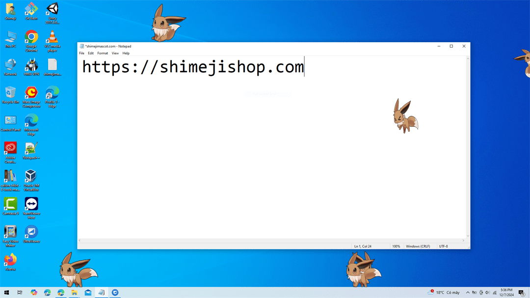 Eevee Shimeji on Desktop