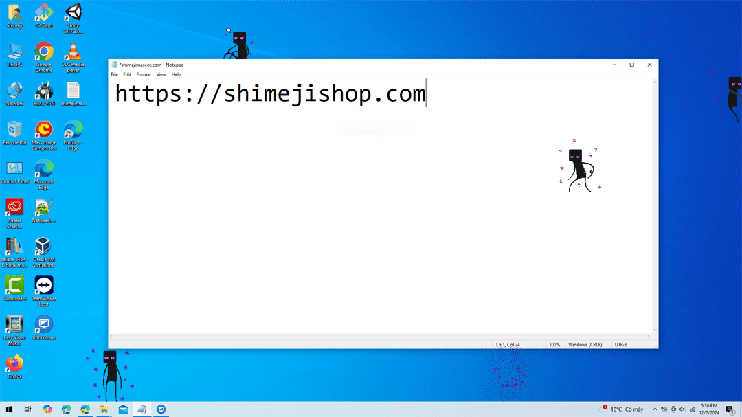 Enderman Shimeji on Desktop