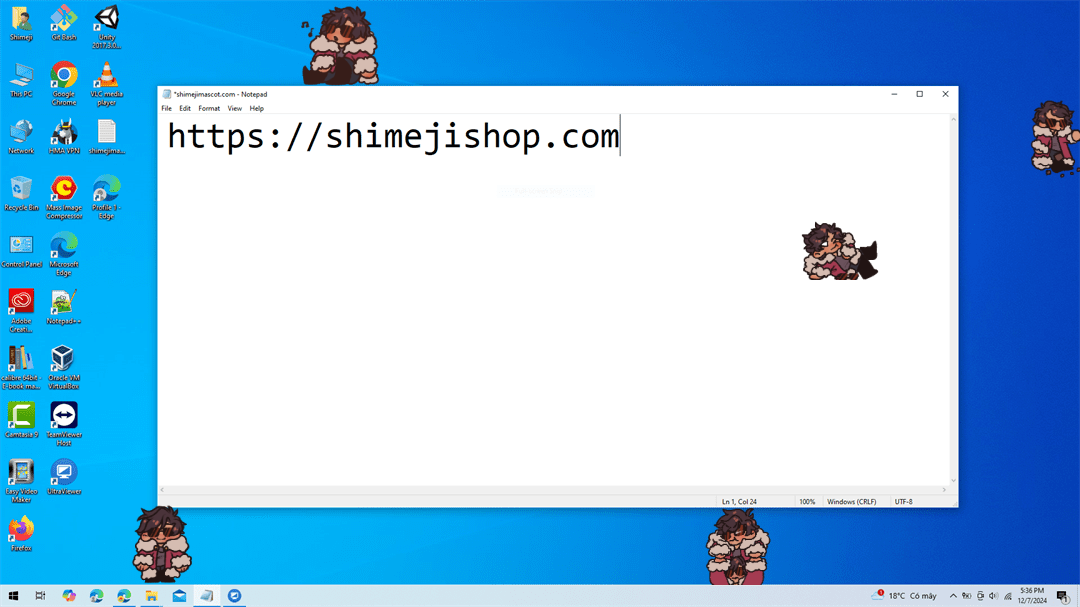 Eret Shimeji on Desktop