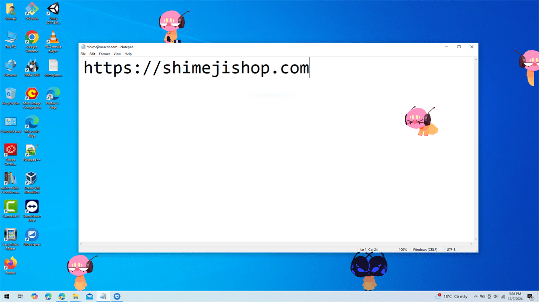 Five Pebbles Shimeji on Desktop