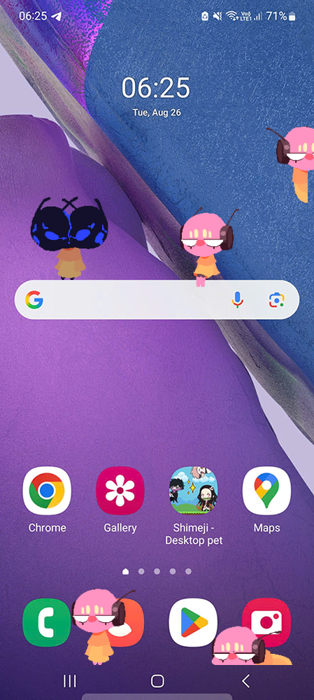 Five Pebbles Shimeji on Mobile