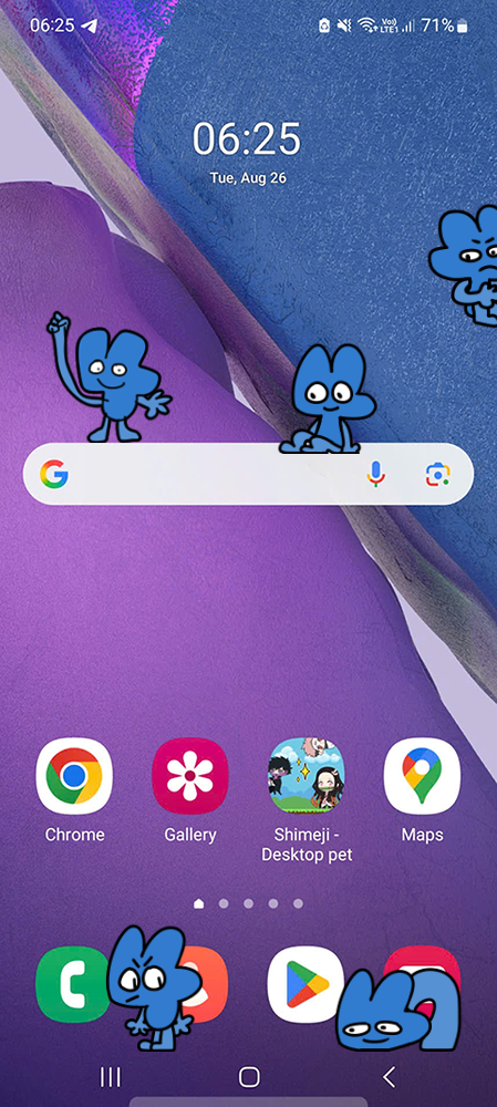 Four Shimeji on Mobile