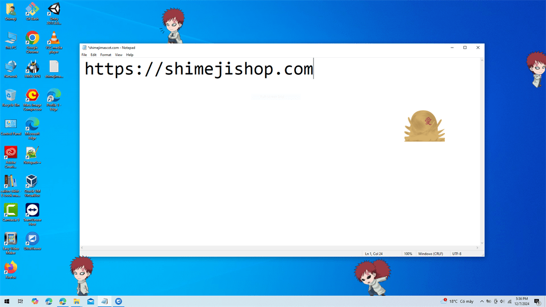 Gaara Shimeji on Desktop