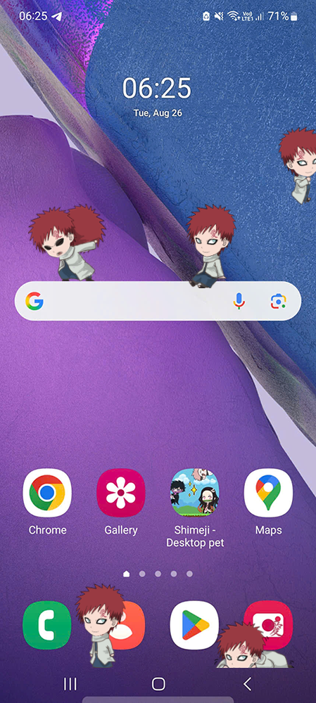 Gaara Shimeji on Mobile