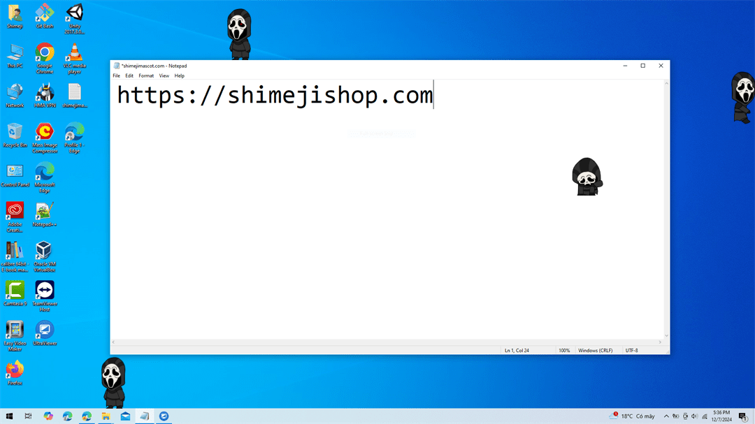 Ghostface Shimeji on Desktop