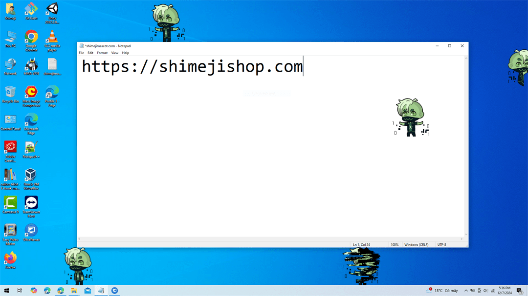 Glitch Shimeji on Desktop