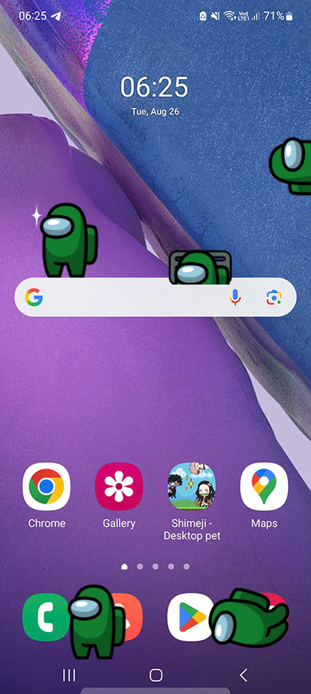 Green Shimeji on Mobile