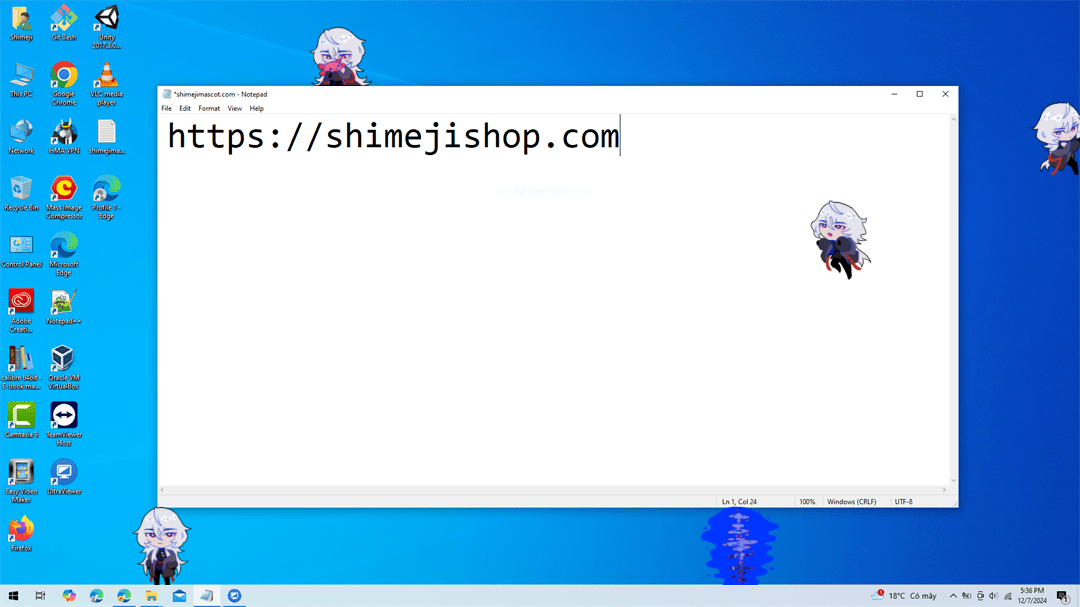 Grim Shimeji on Desktop