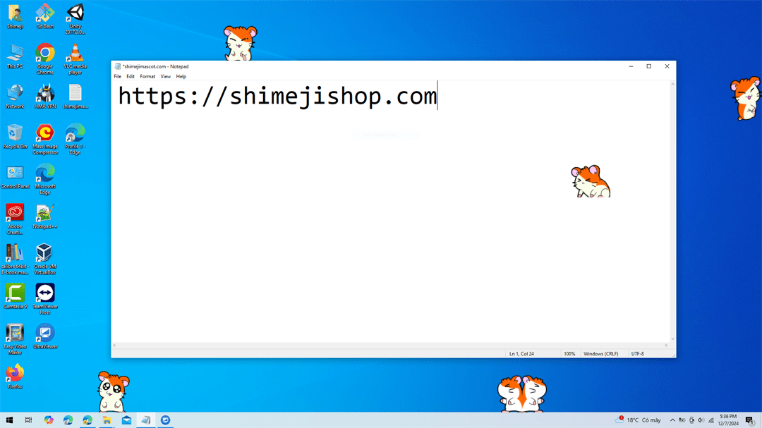 Hamtaro Shimeji on Desktop