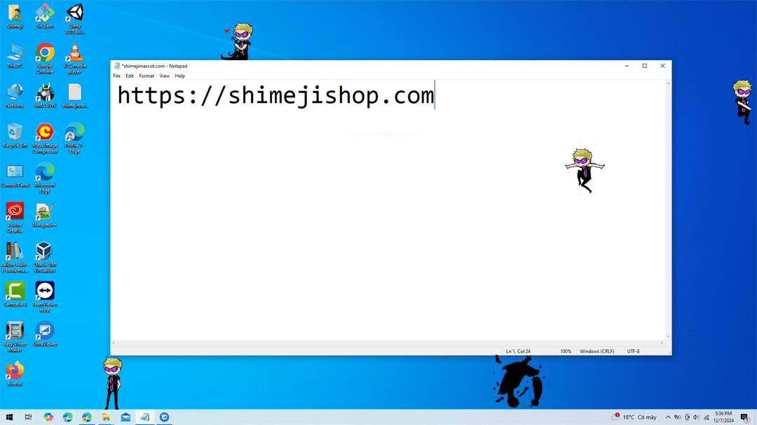 Hawkeye Shimeji on Desktop