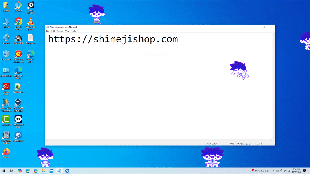 Hero Shimeji on Desktop
