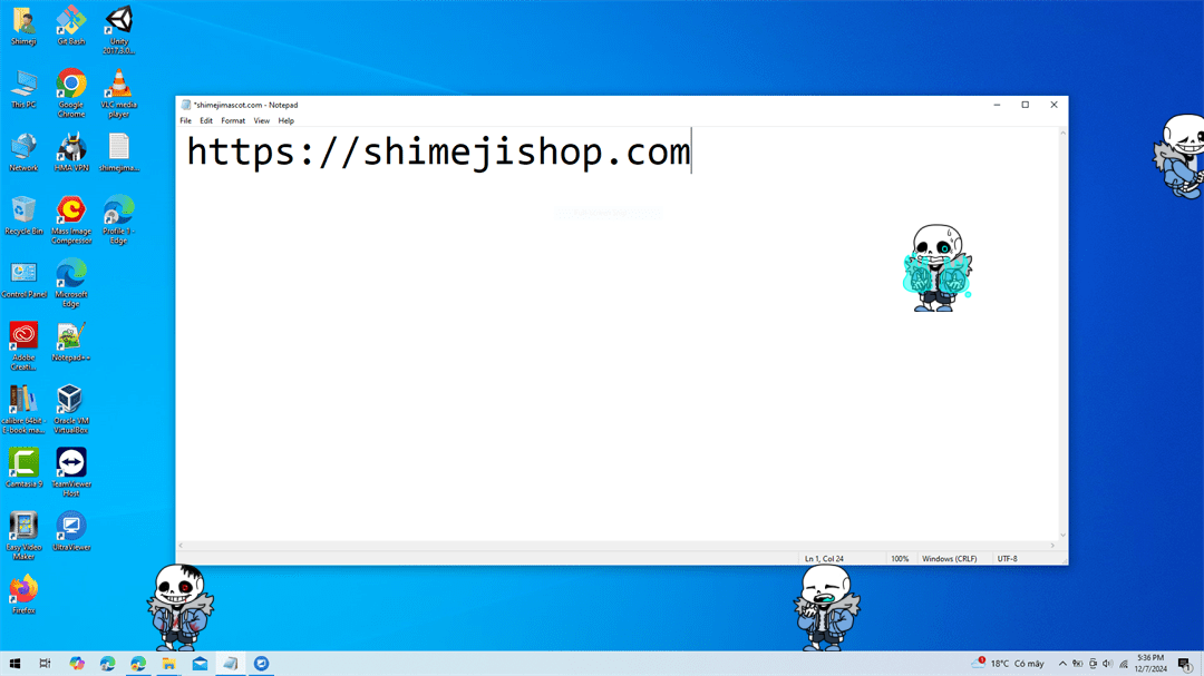 Horror Sans Shimeji on Desktop