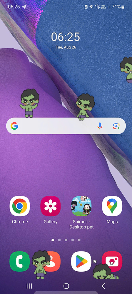 Hulk Shimeji on Mobile