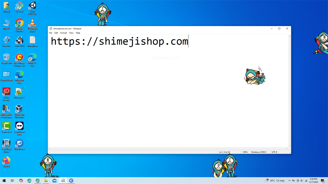 Human Kite Shimeji on Desktop