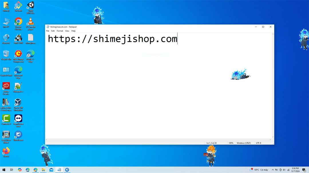 Idia Shimeji on Desktop