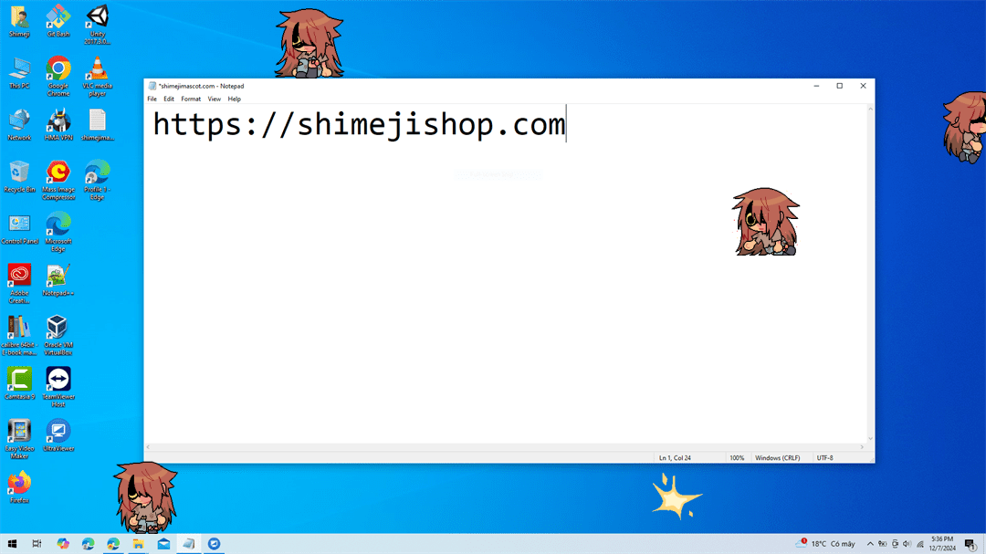 Infected RED Shimeji on Desktop