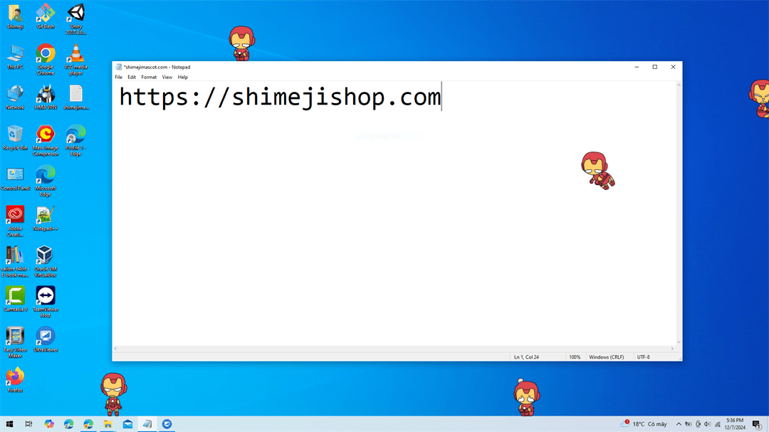 Iron Man Shimeji on Desktop