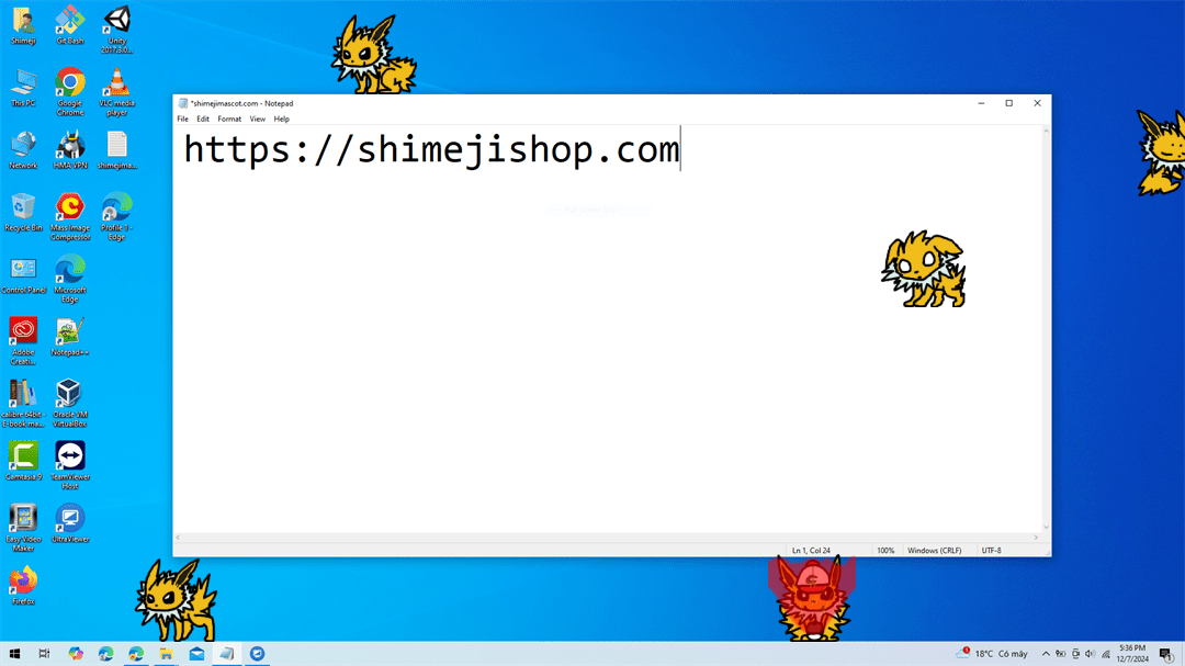 Jolteon Shimeji on Desktop