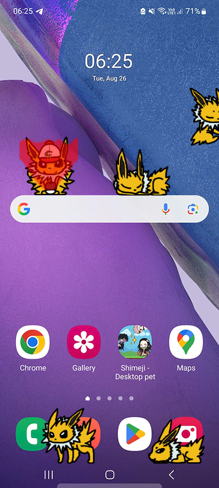 Jolteon Shimeji on Mobile