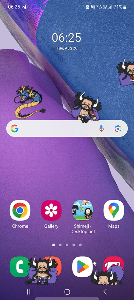 Kaido Shimeji on Mobile