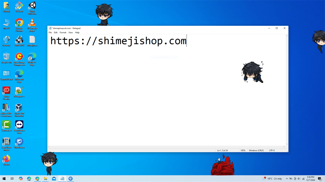 Kamui Shimeji on Desktop