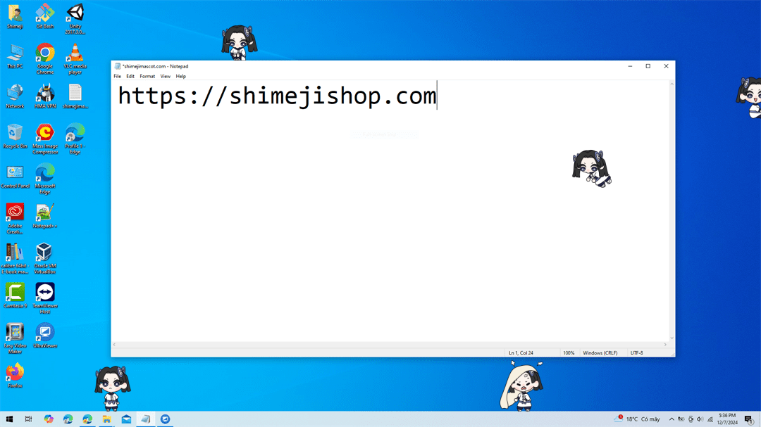 Kanzaki Aoi Shimeji on Desktop
