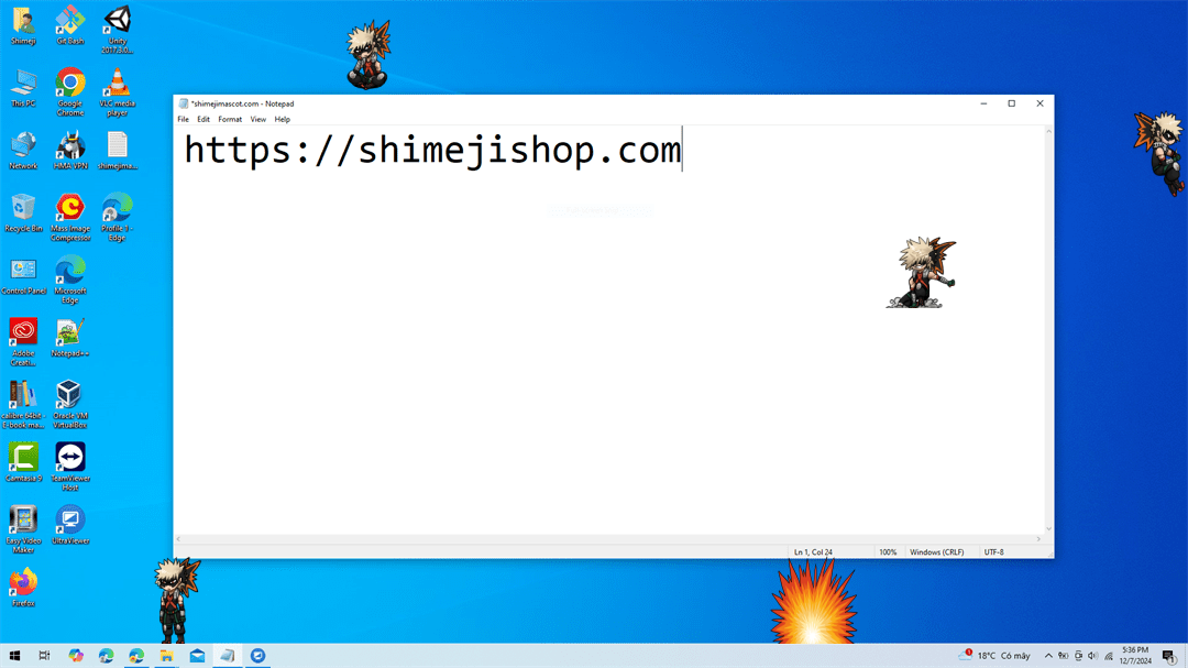 Katsuki Bakugou Shimeji on Desktop