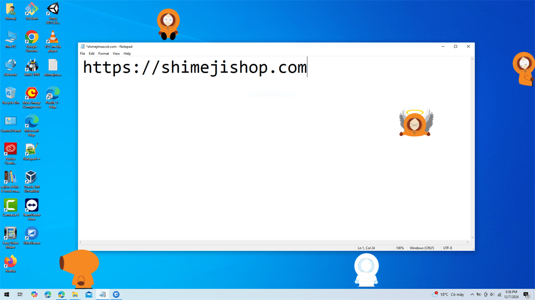 Kenny Shimeji on Desktop
