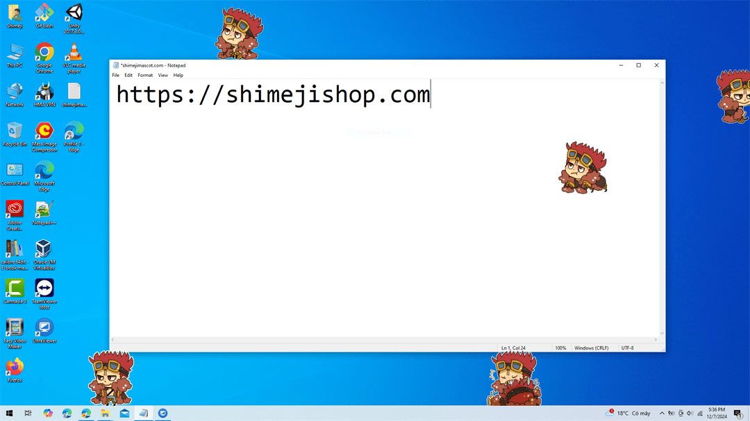 Kidd Shimeji on Desktop