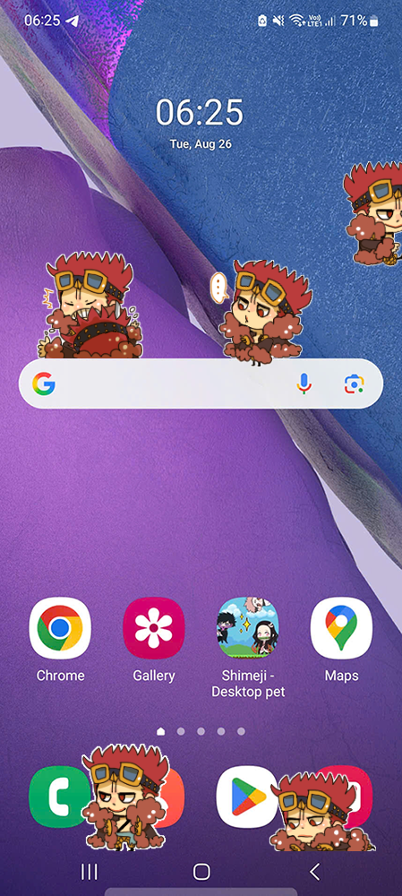 Kidd Shimeji on Mobile